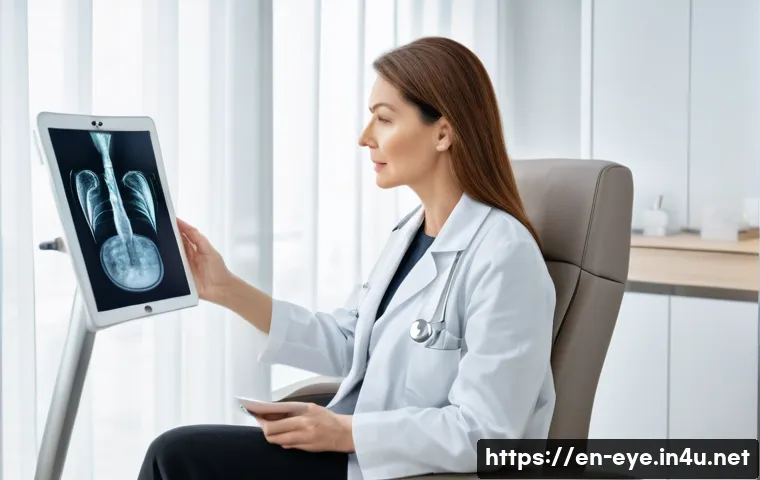 눈 성형과 시력교정 비교 - A serene medical consultation scene in a modern clinic, showing a middle-aged Caucasian woman sittin...