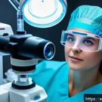 Home 20 근시 레이저 시술 - A modern ophthalmology clinic room with a skilled surgeon performing LASIK eye surgery on a patient ...